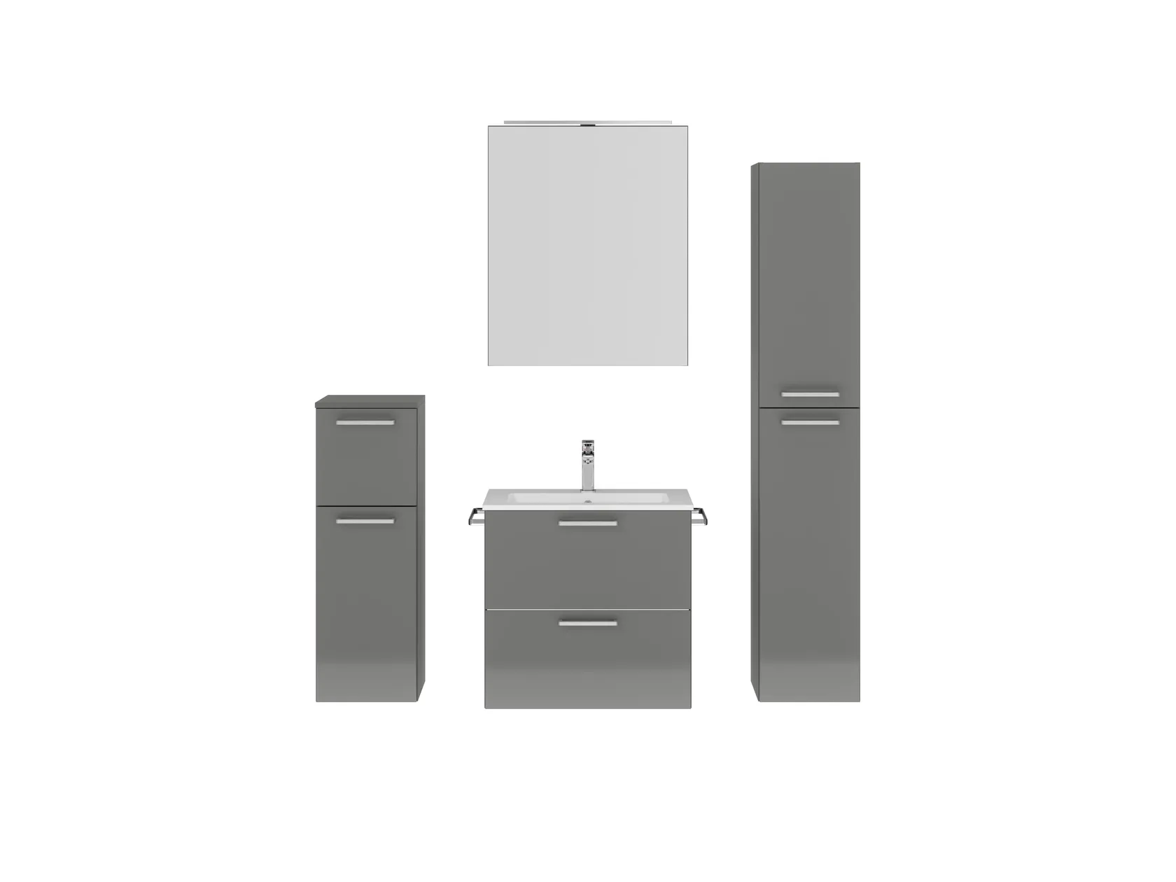 Verges Concept 60 meuble vasque + armoire de toilette + armoires latérales 1