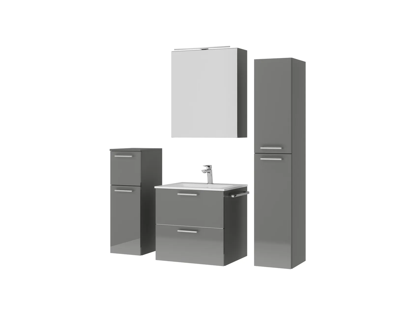 Verges Concept 60 meuble vasque + armoire de toilette + armoires latérales 5