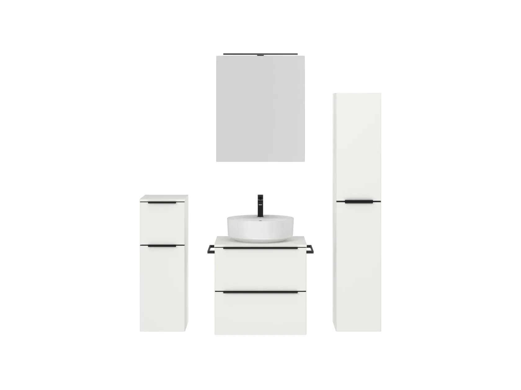 Verges Concept 60 meuble vasque + armoire de toilette + armoires latérales 1