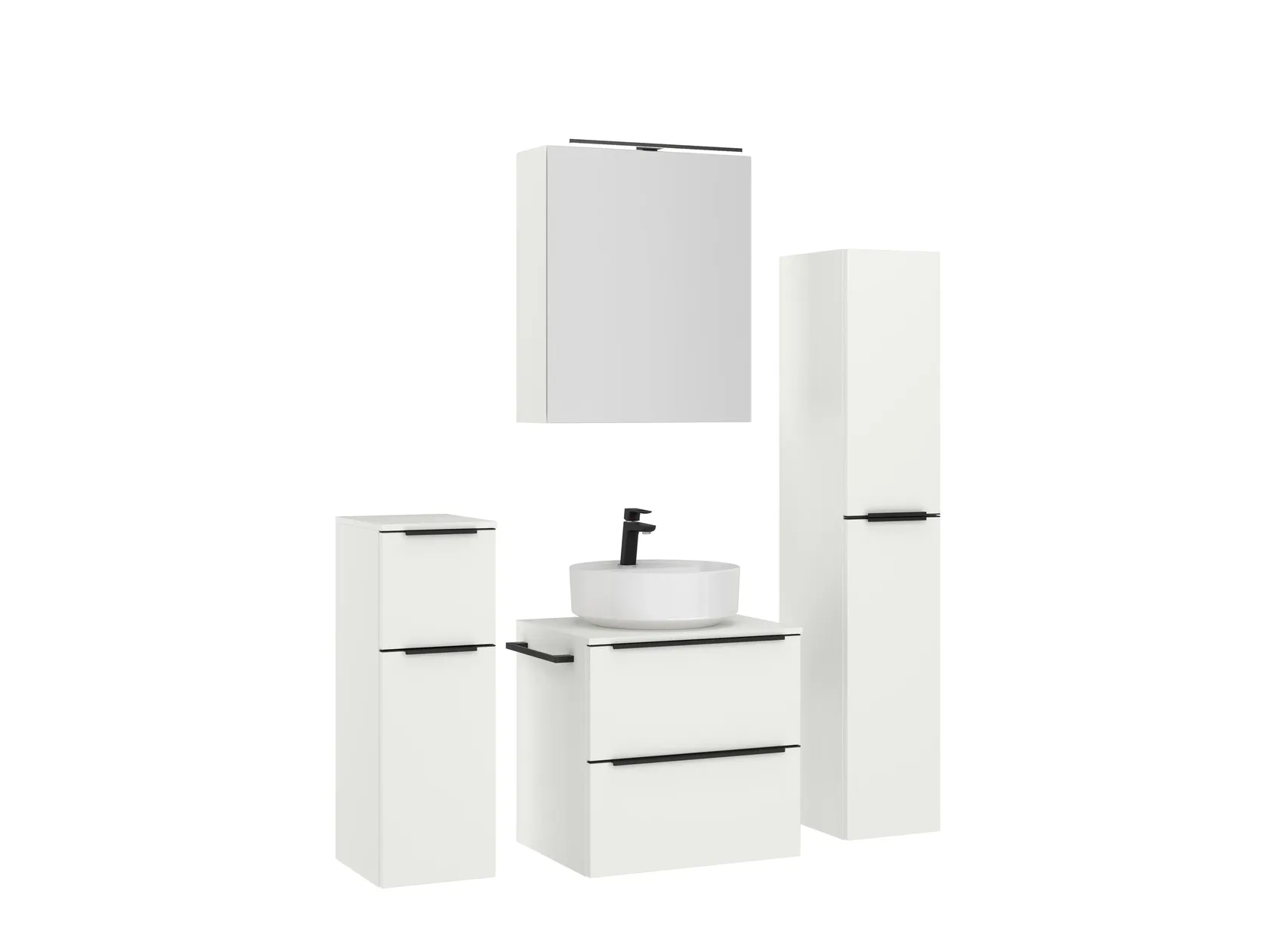 Verges Concept 60 meuble vasque + armoire de toilette + armoires latérales 3