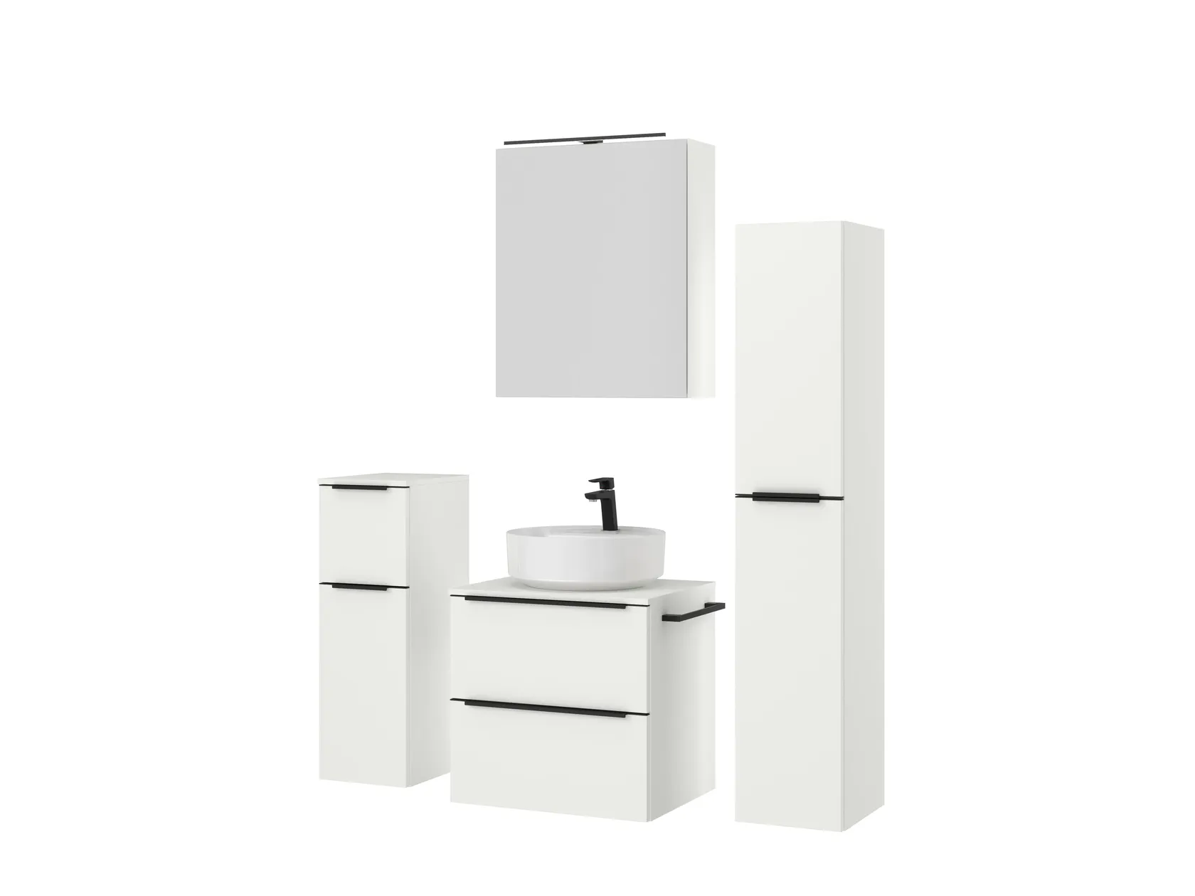 Verges Concept 60 meuble vasque + armoire de toilette + armoires latérales 5