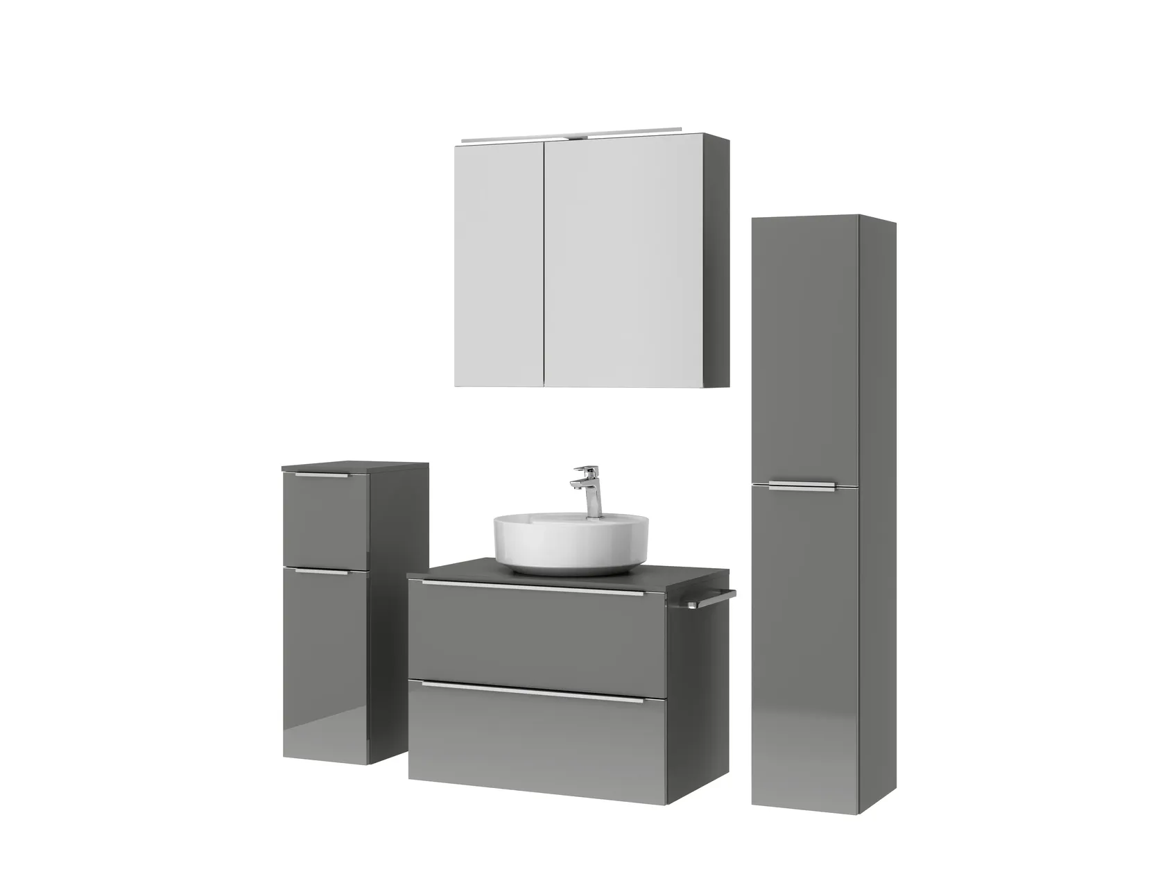 Verges Concept 80 meuble vasque + armoire de toilette + armoires latérales 5