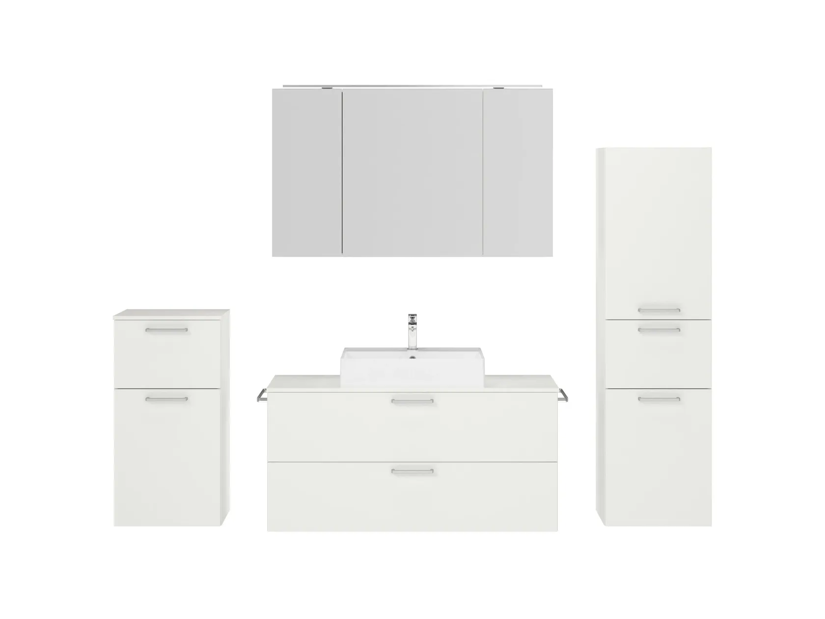 Verges Concept 120 meuble vasque + armoire de toilette + armoires latérales 1