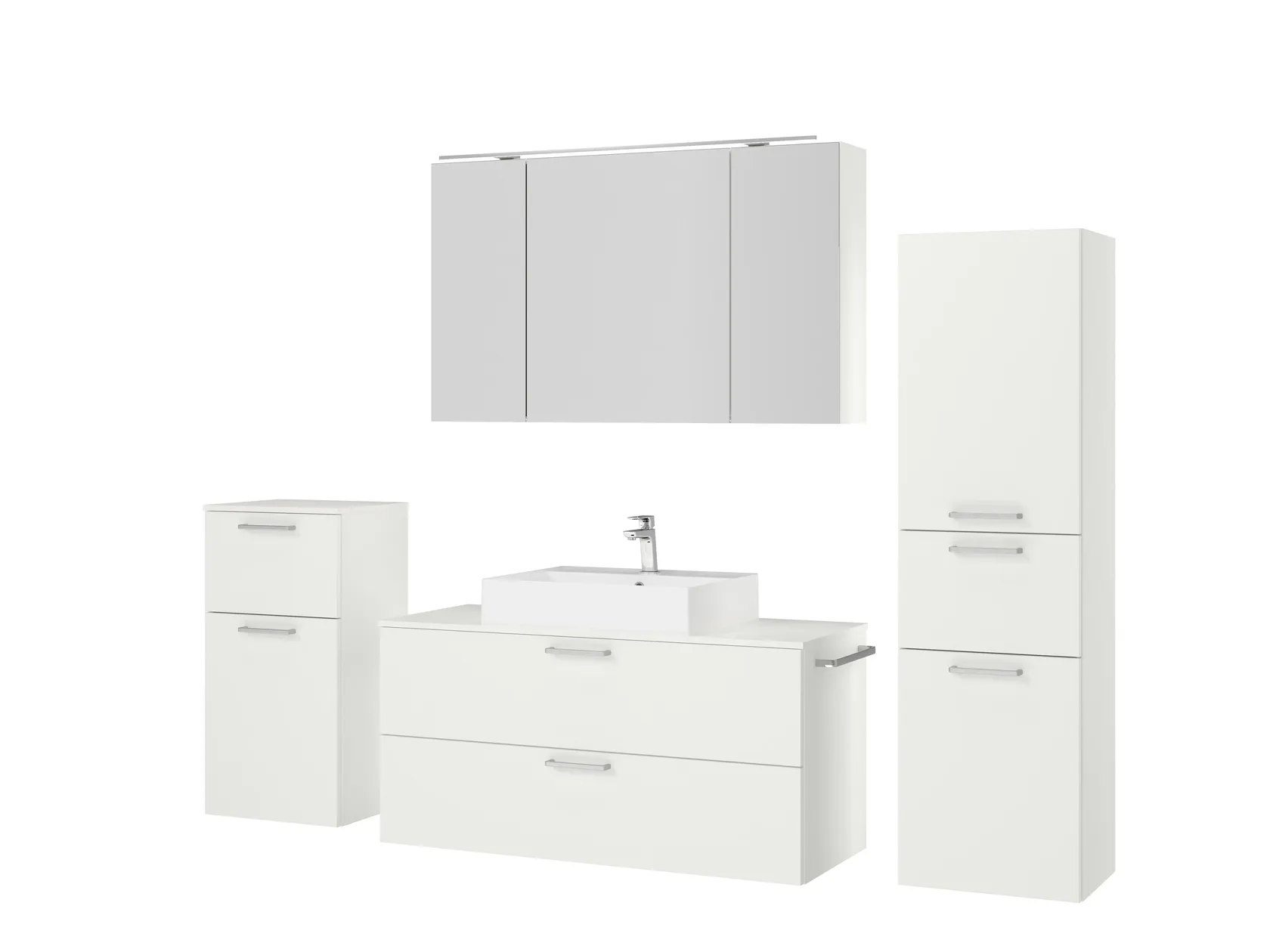 Verges Concept 120 meuble vasque + armoire de toilette + armoires latérales 5
