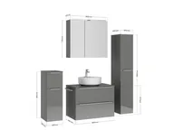 Verges Concept 80 meuble vasque + armoire de toilette + armoires latérales 4